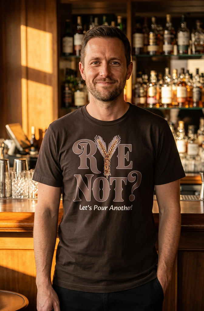 Rye Not whiskey t-shirt in Brown