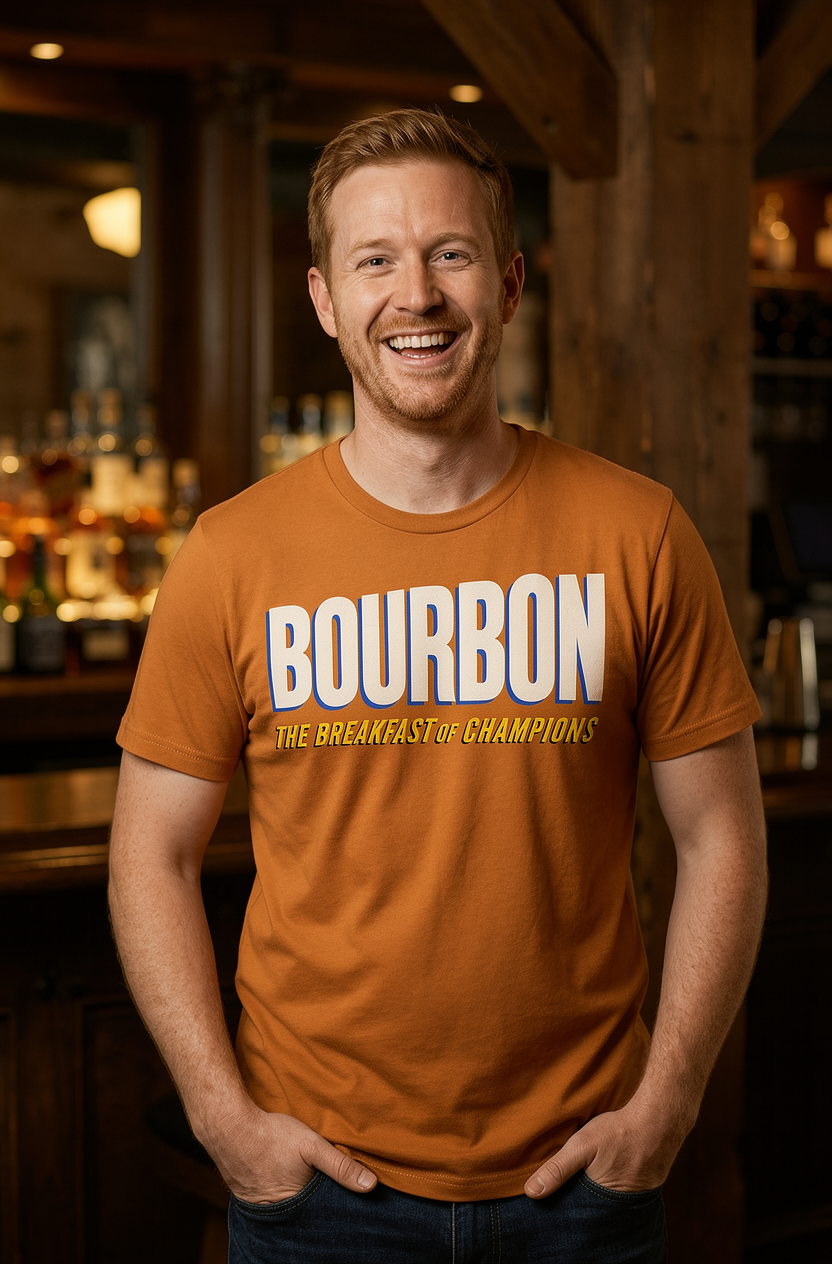 Bourbon Breakfast of Champions t-shirt in Burnt Orange